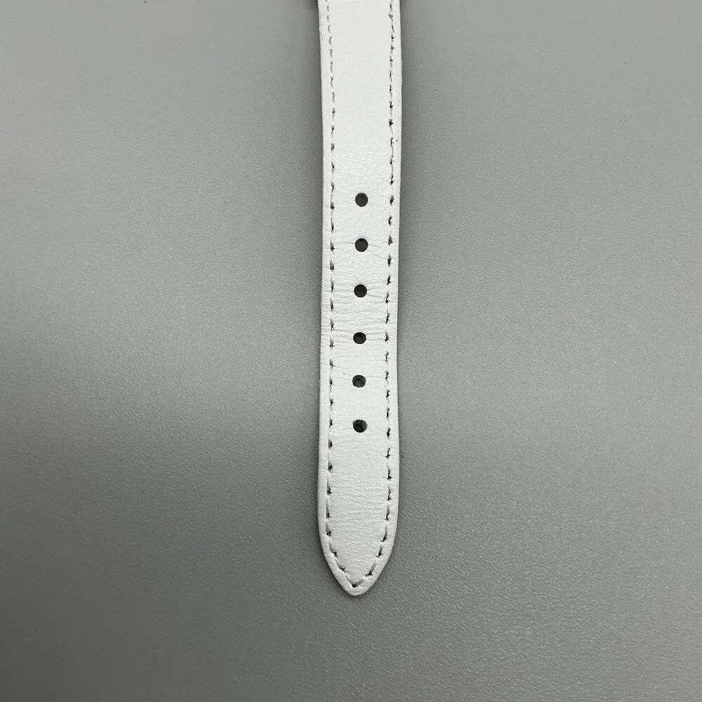 Anne Klein Womens Watch 34mm Gold Tone White Leather Classic New Battery